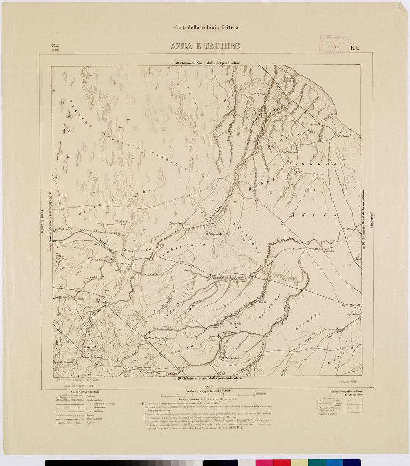 Carta topografica della Colonia Eritrea alla scala di 1:100,000