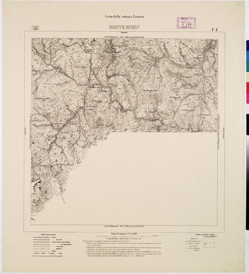 CARTA DELLA COLONIA ERITREA MONTE BIZEN F 4