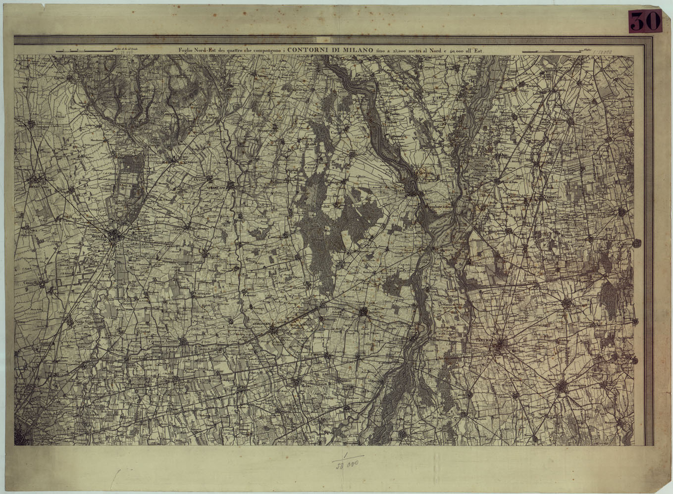 Carta Topografica Dei Contorni Di Milano del Gircuito di ventiquatro piu  Miglia. Si vende in Milano presso i negozianti di Stampe by [Anonymous]:  (1807) Map