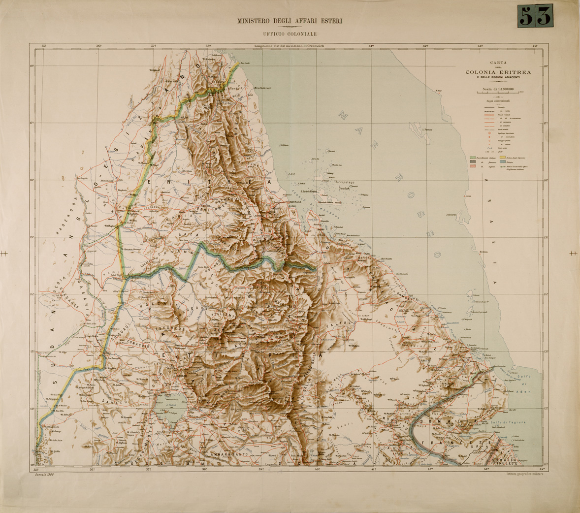 CARTA DELLA COLONIA ERITREA E DELLE REGIONI ADIACENTI